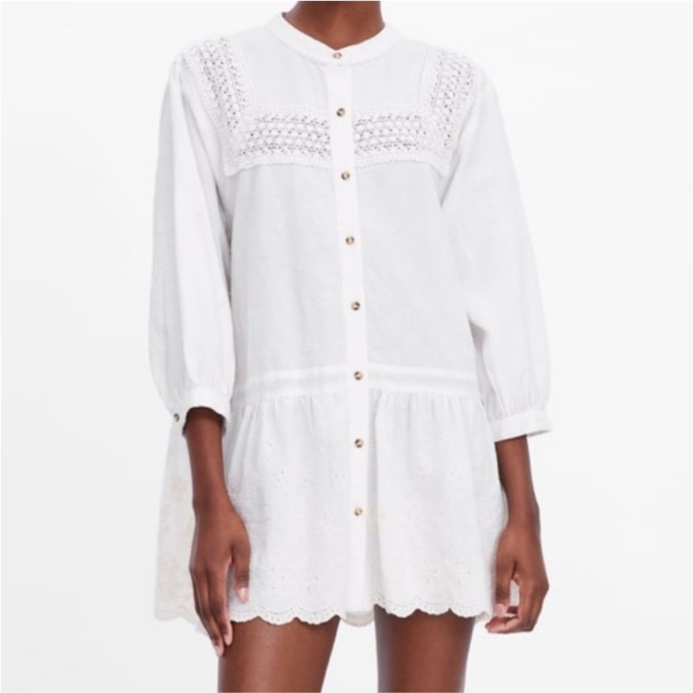 Zara Embroidered Eyelet Tunic